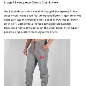 Stargell Sweatpants (Grey) - w/red and navy accents Baseballismx USA Baseball: